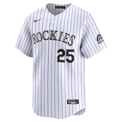 CJ Cron 25 Colorado Rockies Home Limited Player Men Jersey - White
