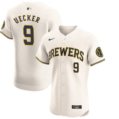 Bob Uecker #9 Milwaukee Brewers Home ELITE Jersey - Cream