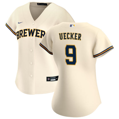 Bob Uecker 9 Milwaukee Brewers Women's Home Jersey - Cream