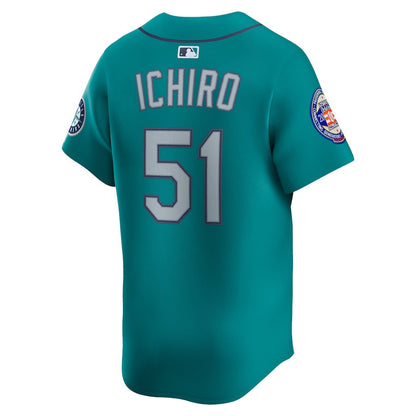 Ichiro Suzuki 51 Seattle Mariners 2025 National Baseball Hall of Fame Alternate Limited Player Men Jersey - Aqua