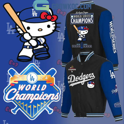 Los Angeles Dodgers Hello Kitty World Series Champions 2024 Baseball Jacket - All Over Printed - Black - All-Over-Printed Jacket