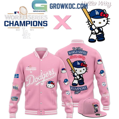 Los Angeles Dodgers 2024 World Series Champions Hello Kitty Baseball Jacket - All Over Printed - Pink - All-Over-Printed Jacket