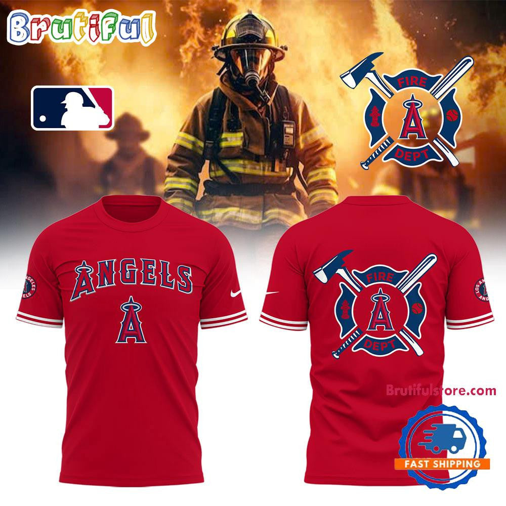Los Angeles Angels x Firefighter Appreciation Night All Over Printed T-shirt - Red
