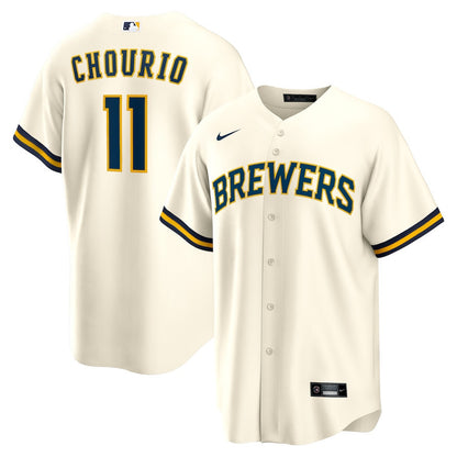 Jackson Chourio 11 Milwaukee Brewers Home Men Jersey - Cream