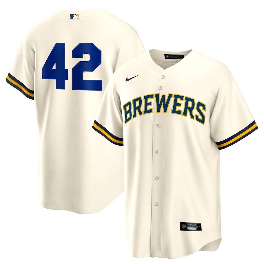 Milwaukee Brewers Home 2025 Jackie Robinson Day Men Jersey - Cream