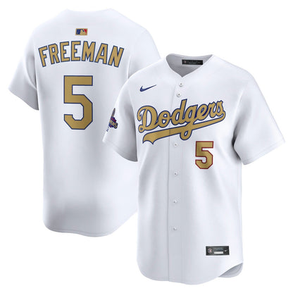 Freddie Freeman 5 Los Angeles Dodgers 2025 Gold Collection Limited Men Jersey - White
