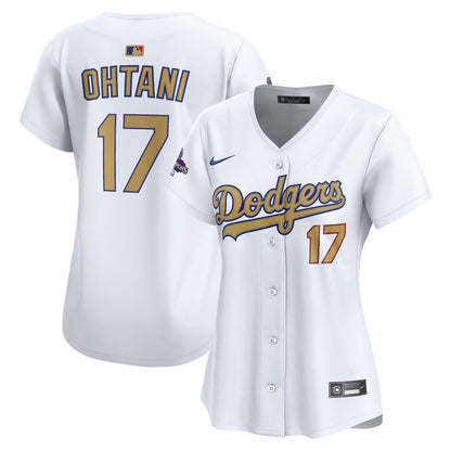 Shohei Ohtani 17 Los Angeles Dodgers Women's 2025 Gold Collection Limited Jersey - White