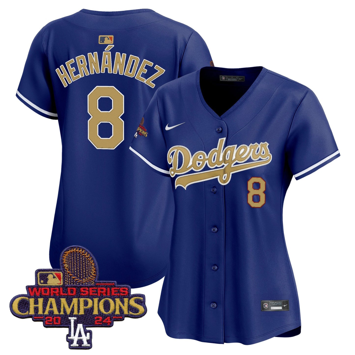 Kike Hernández 8 Los Angeles Dodgers Women's 2025 Gold Collection Limited Jersey - Royal