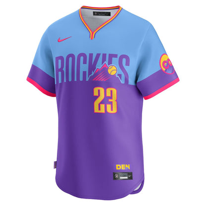 Kris Bryant 23 Colorado Rockies 2025 City Connect Limited Player Men Jersey - Purple/Light Blue