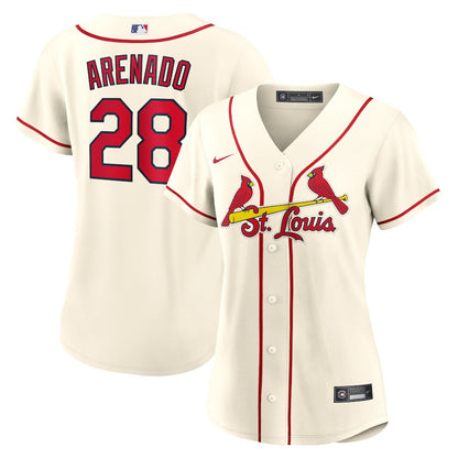 Nolan Arenado 28 St. Louis Cardinals Women's Alternate Jersey - Cream