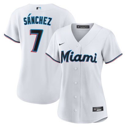 Jesús Sánchez 7 Miami Marlins Women's Home Jersey - White