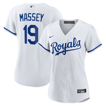 Michael Massey 19 Kansas City Royals Home Women Jersey - White