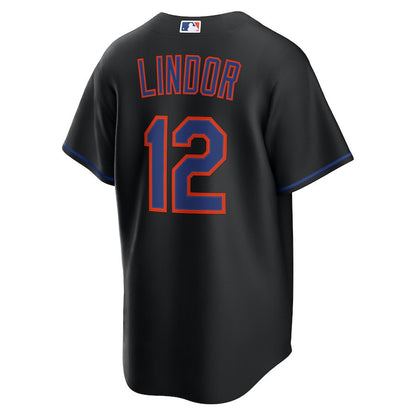 Francisco Lindor 12 New York Mets Alternate 2.0 Player Men Jersey - Black