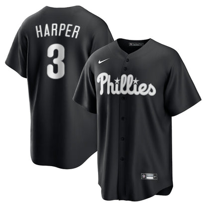 Bryce Harper 3 Philadelphia Phillies Lights Out Men Jersey - Black