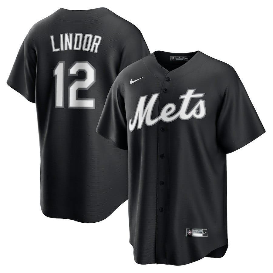Francisco Lindor 12 New York Mets Lights Out Men Jersey - Black