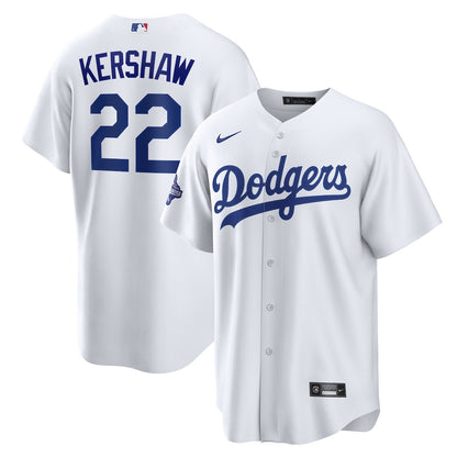 Clayton Kershaw 22 Los Angeles Dodgers 2025 World Series Champions Home Men Jersey - White