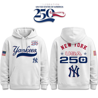 New York Yankees America 250th Anniversary 2026 White Pullover Hoodie