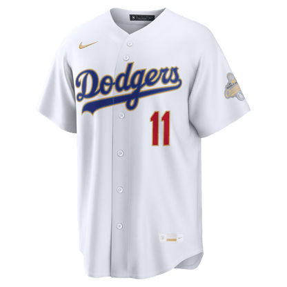 Roki Sasaki 11 Los Angeles Dodgers 2026 Gold Collection Kanji Stadium Men Jersey - White