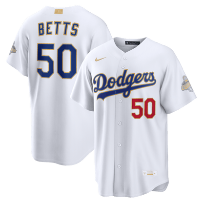 Mookie Betts 50 Los Angeles Dodgers 2026 Gold Collection Stadium Men Jersey - White