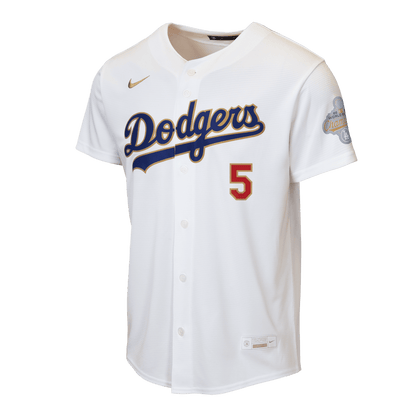 Freddie Freeman 5 Los Angeles Dodgers 2026 Gold Collection Home YOUTH Jersey - White
