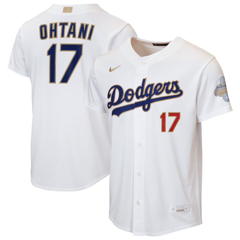 Shohei Ohtani 17 Los Angeles Dodgers 2026 Gold Collection Home YOUTH Jersey - White