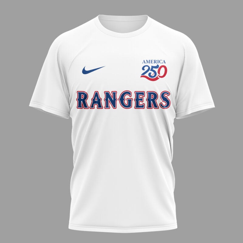 Texas Rangers x 250 Years Of America Premium All Over Printed T-shirt - White