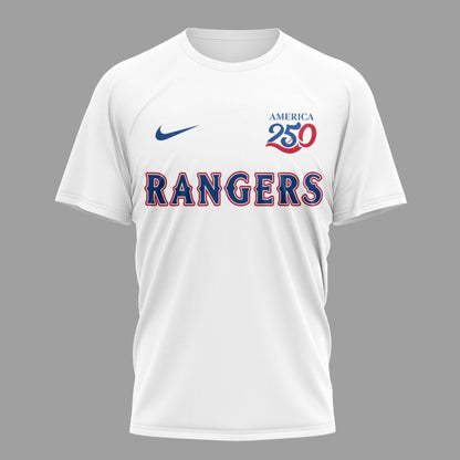 Texas Rangers x 250 Years Of America Premium All Over Printed T-shirt - White