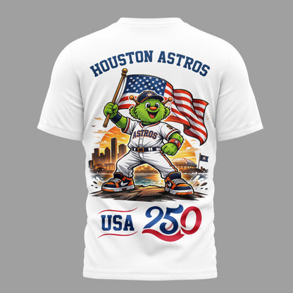 Houston Astros x 250 Years Of America Premium All Over Printed T-shirt - White
