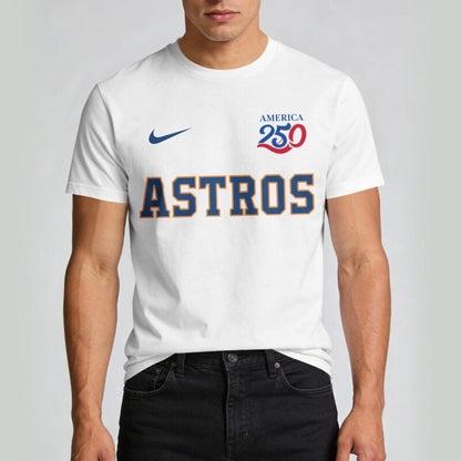 Houston Astros x 250 Years Of America Premium All Over Printed T-shirt - White