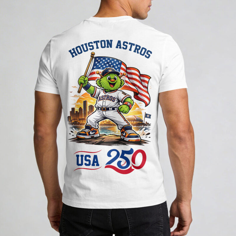 Houston Astros x 250 Years Of America Premium All Over Printed T-shirt - White