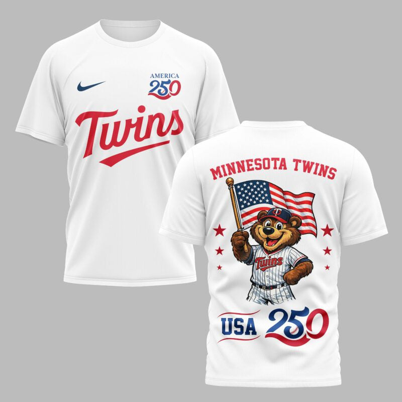 Minnesota Twins x 250 Years Of America Premium All Over Printed T-shirt - White