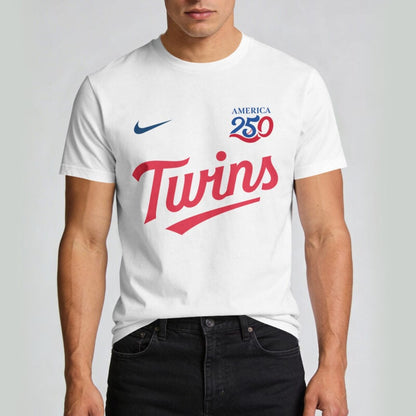 Minnesota Twins x 250 Years Of America Premium All Over Printed T-shirt - White