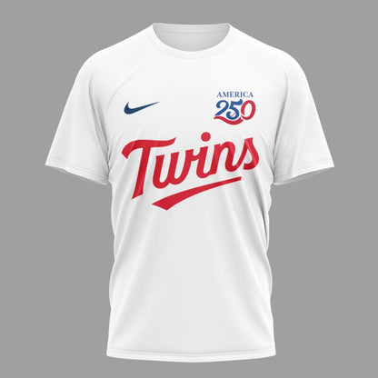 Minnesota Twins x 250 Years Of America Premium All Over Printed T-shirt - White