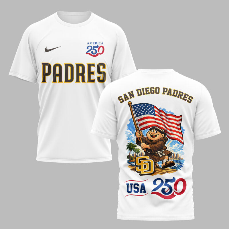 San Diego Padres x 250 Years Of America Premium All Over Printed T-shirt - White