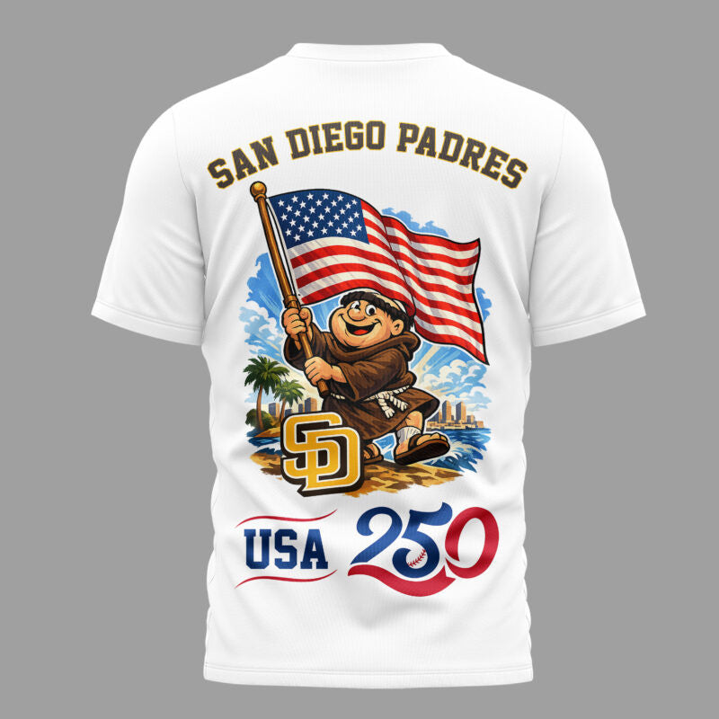 San Diego Padres x 250 Years Of America Premium All Over Printed T-shirt - White