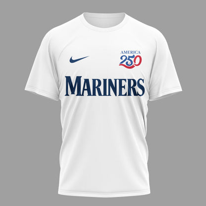 Seattle Mariners x 250 Years Of America Premium All Over Printed T-shirt - White