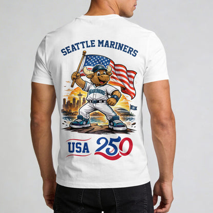 Seattle Mariners x 250 Years Of America Premium All Over Printed T-shirt - White