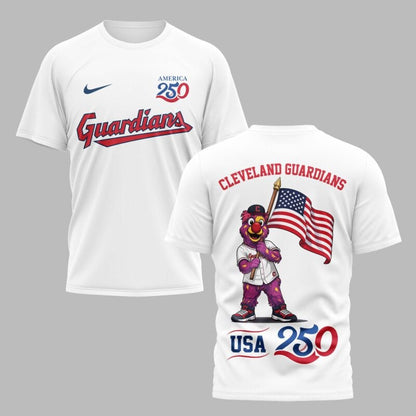 Cleveland Guardians x 250 Years Of America Premium All Over Printed T-shirt - White