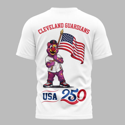 Cleveland Guardians x 250 Years Of America Premium All Over Printed T-shirt - White