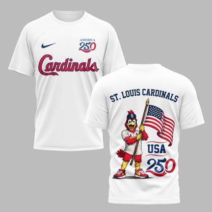 St. Louis Cardinals x 250 Years Of America Premium All Over Printed T-shirt - White