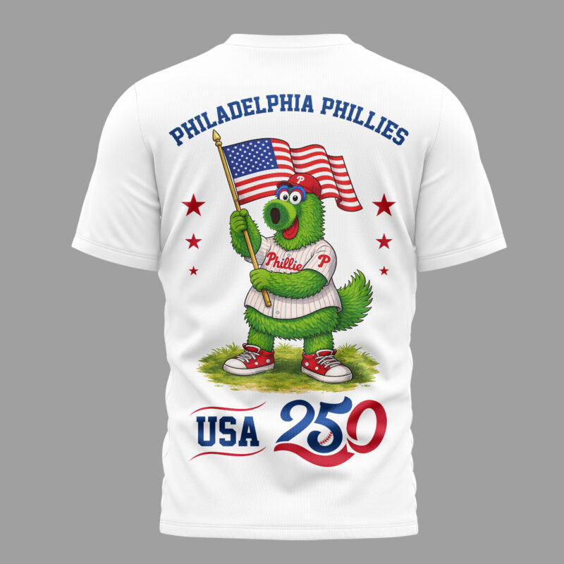 Philadelphia Phillies x 250 Years Of America Premium All Over Printed T-shirt - White