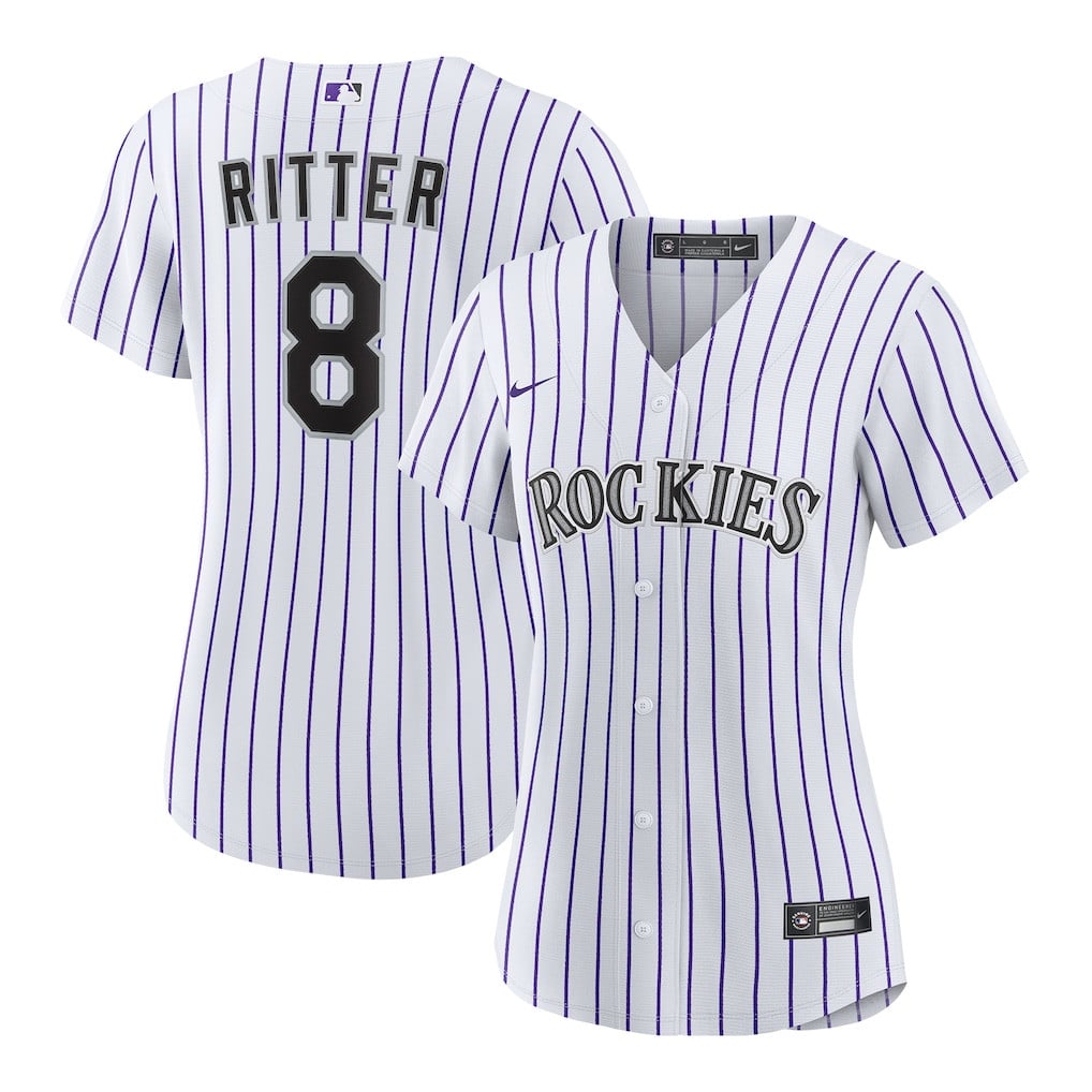 Ryan Ritter 8 Colorado Rockies Women's Home Jersey - White