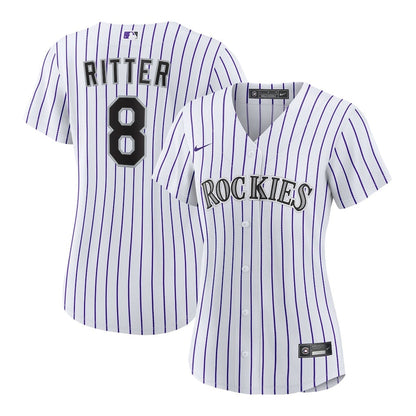 Ryan Ritter 8 Colorado Rockies Women's Home Jersey - White