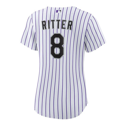 Ryan Ritter 8 Colorado Rockies Women's Home Jersey - White
