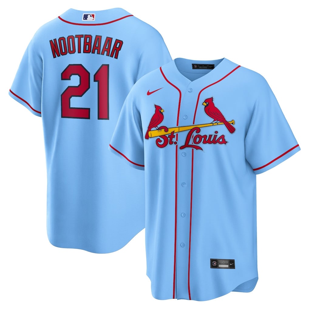 Lars Nootbaar 21 St. Louis Cardinals Alternate Men Jersey - Light Blue