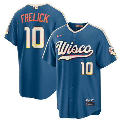 Sal Frelick 10 Milwaukee Brewers 2026 City Connect Jersey - Men, Mineral Blue