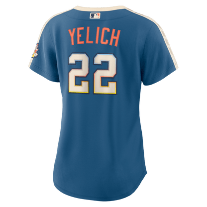 Christian Yelich 22 Milwaukee Brewers Women's 2026 City Connect Jersey - Mineral Blue