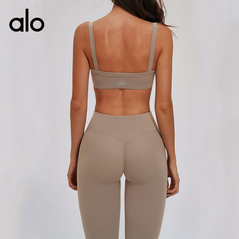 Aloyoga Bare Skin Beautiful Back Double Shoulder Strap Yoga Bra Tight Fit Fitness Underwear