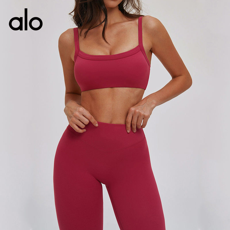 Aloyoga Bare Skin Beautiful Back Double Shoulder Strap Yoga Bra Tight Fit Fitness Underwear