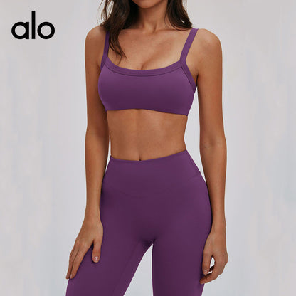 Aloyoga Bare Skin Beautiful Back Double Shoulder Strap Yoga Bra Tight Fit Fitness Underwear